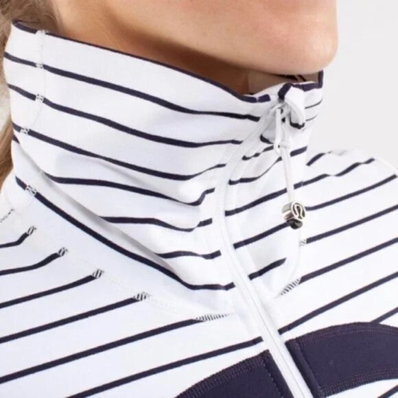 Lululemon In Stride Jacket Quiet Stripe White Deep Indigo / Deep Indigo … - Picture 5 of 11